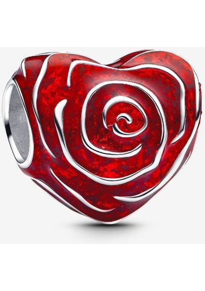 Pandora Kırmızı Gül Kalp Charm 925 Ayar Gümüş
