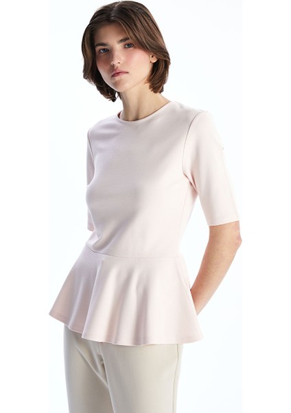 Yeni Sezon Bisiklet Yaka Peplum Bluz - S5OO47Z8