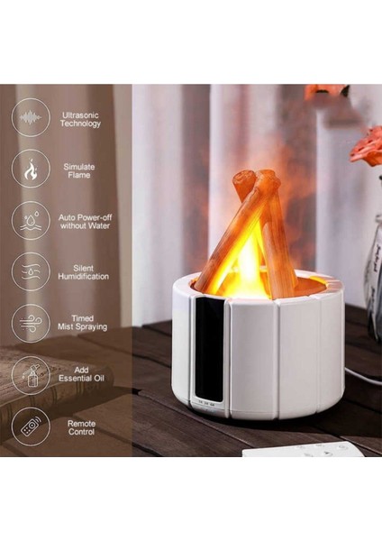 Alev Görüntülü Bonfire Oda Nemlendirici Şık Tasarım Uzaktan Kumanda Kontrollü 250 ml fiyatları