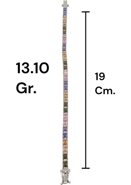 Renkli Baget Taşlı Gümüş Su Yolu Bileklik – 925 Ayar Zarif Tasarım modelleri