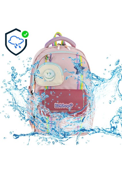 Ilkokul Çantası 3'lü Set Pembe Renk 42*30 cm Beslenme Çantası Kalem Kutusu Ortopedik Su Itici Kumaş modelleri