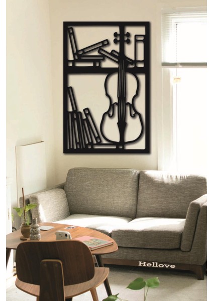 Çello Viyolonsel Keman Müzik Aleti Müzisyen Ahşap Tablo Duvar Dekoru