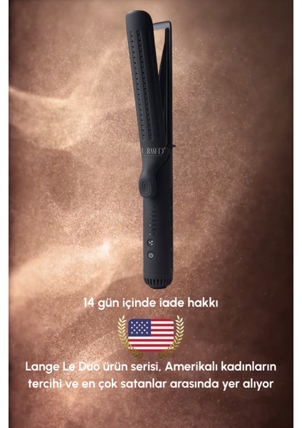 Air Duo Grande- 2'si1 Saç Düzleştirici/ Maşa -Siyah -Titanyum Plaka
