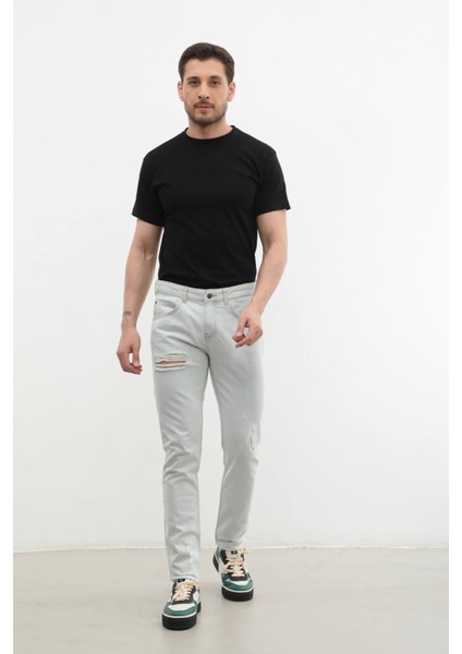 Erkek Yırtık Detaylı Slim Fit Jean Pantolon modelleri
