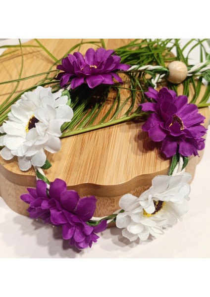 Gösterişli Çiçekli Figürlü Örgü Taç