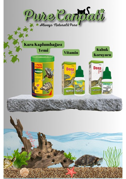 Kara Kaplumbağası Yem,vitamin ve Kabuk Koruyucu Jel Seti