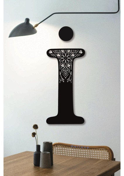 Çiçekli Büyük Dekoratif Harf 30 cm Siyah Duvar Süsü Hediye Isim Baş Harfi modelleri