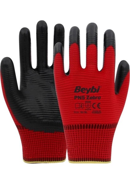 Nitril Pmk Pn5 Zebra Kırmzı Siyah 9 Beden 12LI Paket