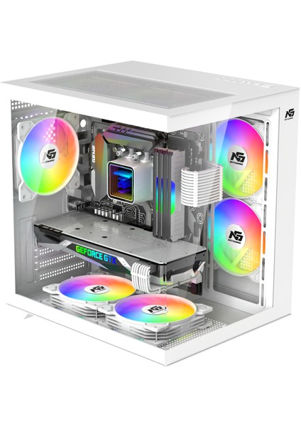 Orion Cube 5x Tuştan Değişen Rgb Fanlı M-Atx Boş Bilgisayar Kasası Beyaz