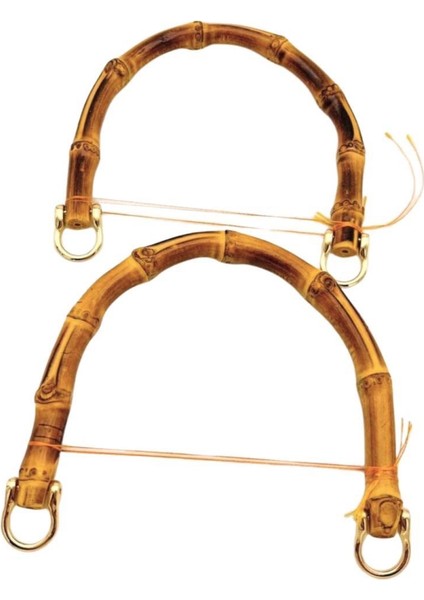 Çanta Aksesuar 18 cm Çift Gerçek Bambu Çanta Sapı Düz Halkalı (Light Gold Metalli) fırsatları