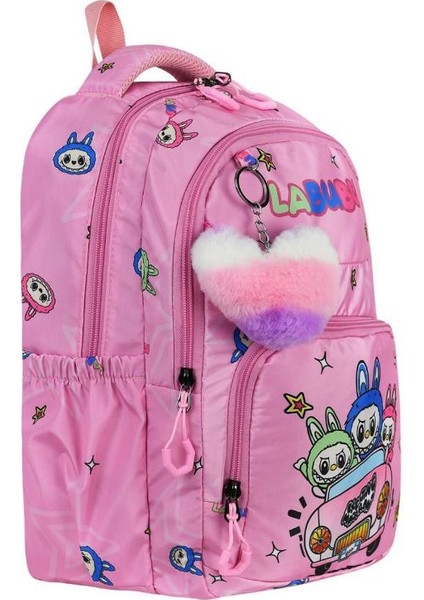 Labubu Ilkokul Çantası 3'lü Set 42*30 cm Beslenme Çantası Kalem Kutusu Ortopedik Su Itici Kumaş modelleri