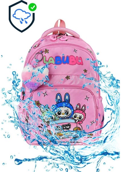 Labubu Ilkokul Çantası 3'lü Set 42*30 cm Beslenme Çantası Kalem Kutusu Ortopedik Su Itici Kumaş fırsatları