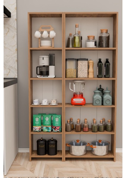 10 Raflı Mutfak Dolabı Mutfak Rafı Çok Amaçlı Dolap ve Saklama Dolabı-Meşe