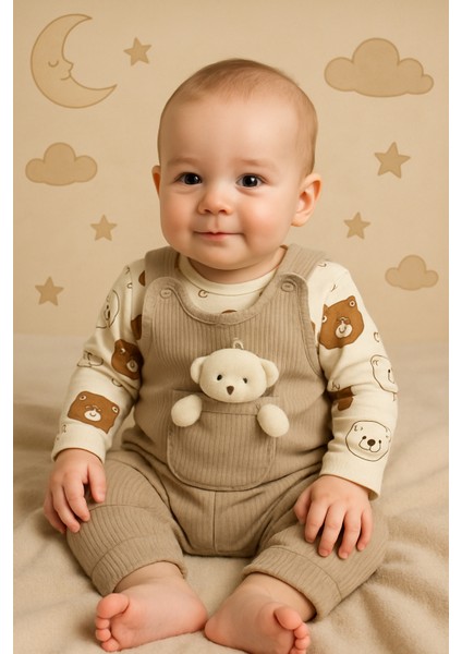 Oyuncak Ayılı Bebek Tulum Takımı – 2’li Zıbın ve Tulum Seti | 3-6-9 Ay