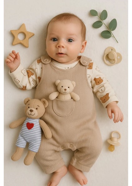 Oyuncak Ayılı Bebek Tulum Takımı – 2’li Zıbın ve Tulum Seti | 3-6-9 Ay modelleri