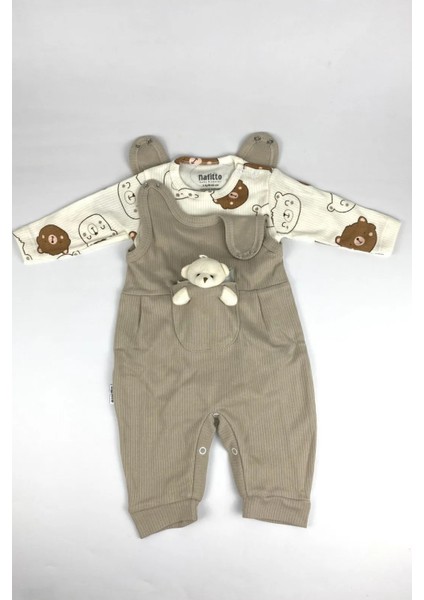 Oyuncak Ayılı Bebek Tulum Takımı – 2’li Zıbın ve Tulum Seti | 3-6-9 Ay fırsatları