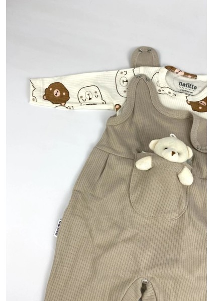 Oyuncak Ayılı Bebek Tulum Takımı – 2’li Zıbın ve Tulum Seti | 3-6-9 Ay