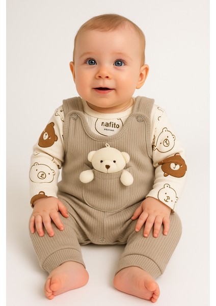 Oyuncak Ayılı Bebek Tulum Takımı – 2’li Zıbın ve Tulum Seti | 3-6-9 Ay