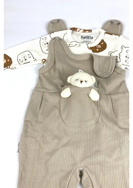 Oyuncak Ayılı Bebek Tulum Takımı – 2’li Zıbın ve Tulum Seti | 3-6-9 Ay