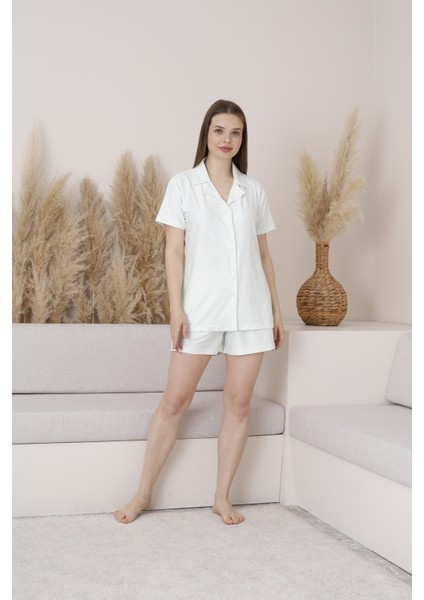 5 Düğme Kısa Şort Pijama Takımı