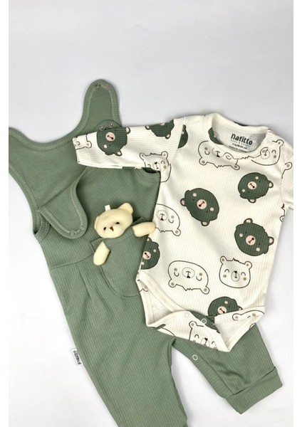 Oyuncak Ayılı Bebek Tulum Takımı – 2’li Zıbın ve Tulum Seti | 3-6-9 Ay indirimleri
