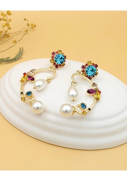 Saray Işıltısı Inci Halo Küpe