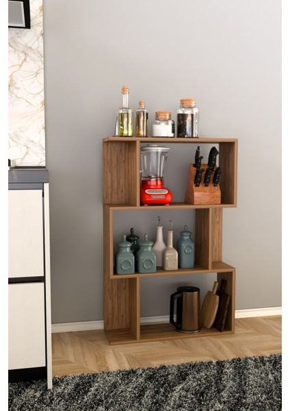 Scala 3 Raflı Mutfak Dolabı Mutfak Rafı Çok Amaçlı Dolap -Meşe