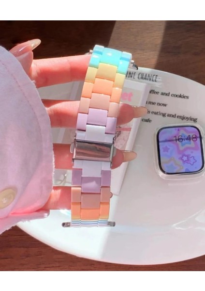 Apple Watch 42-44-45-46-49 mm Uyumlu Renkli Kemik/reçine Kordon modelleri
