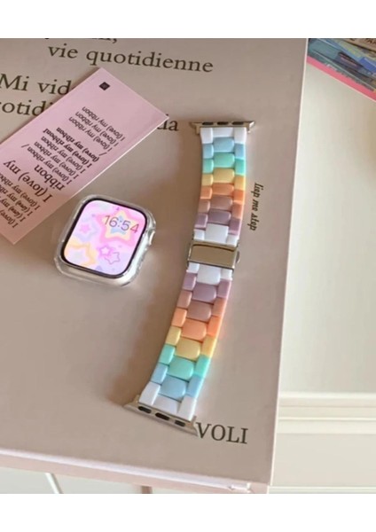 Apple Watch 42-44-45-46-49 mm Uyumlu Renkli Kemik/reçine Kordon fırsatları