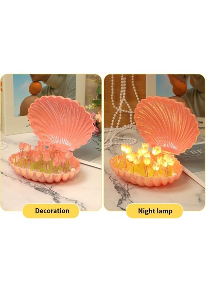 Büro Ev Ofis Hediyesi Için Kendin Yap Tasarımlı LED Işıklı Deniz Kabuğu Lale Lamba fırsatları