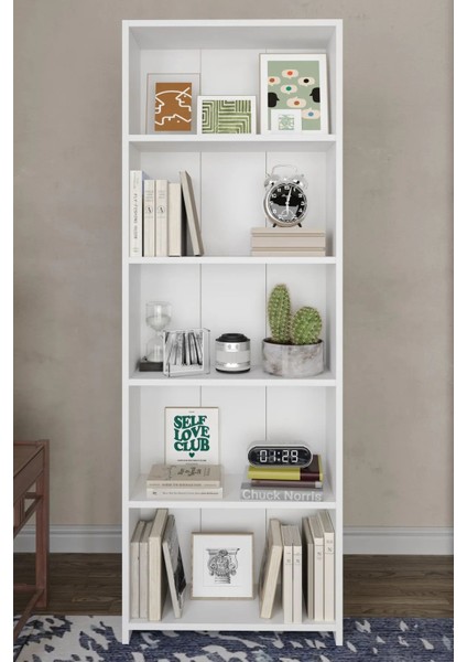 Vera 5 Raflı Kitaplık Çok Amaçlı Raf Dekoratif Raf Beyaz fiyatları
