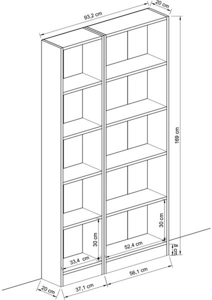 10 Raflı Kitaplık Kütüphane Hareketli Raflı Dekoratif Kitaplık-Antrasit fırsatları