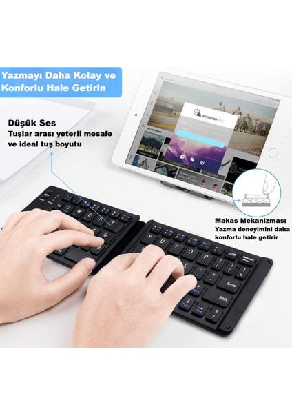 Katlanabilir Bluetooth Klavye 140 Saat Pil Ömrü Pc Telefon Tablet Uyumlu indirimleri