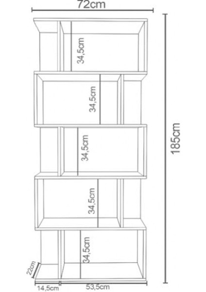 Lione 5 Raflı Asimetrik Kitaplık Safirmeşe - Beyaz modelleri