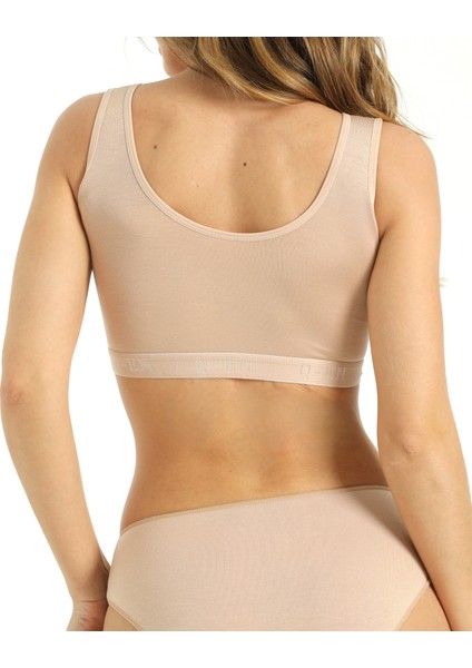Kadın Bambu Kalın Askılı Çıkarılabilir Pedli Büstiyer Nefes Alan Yumuşak Dokulu Slim Fit Ten Renk fiyatları