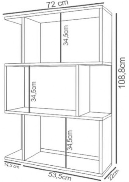 Mano 3 Raflı Asimetrik Kitaplık Safirmeşe - Beyaz modelleri