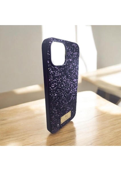 iPhone 13/14 Parlak Lüx Simli Iç Kısmı Kadife Kumaşlı Telefon Kılıfı