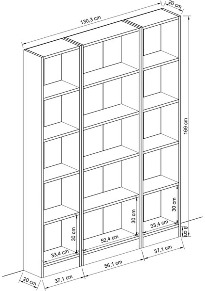 15 Raflı Kitaplık Kütüphane Hareketli Raflı Dekoratif Kitaplık-Beyaz fırsatları