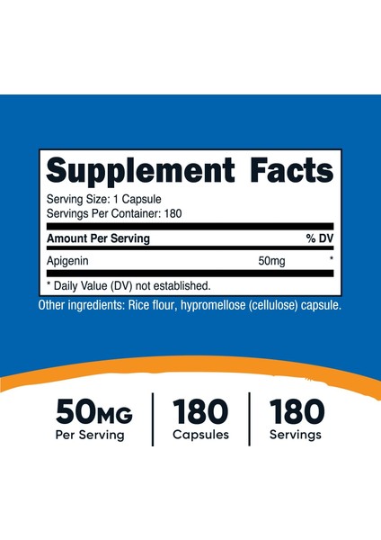 Nutricost Apigenin 50MG, 180 Capsules - Non-Gmo, Gluten Free, Vegan fiyatları