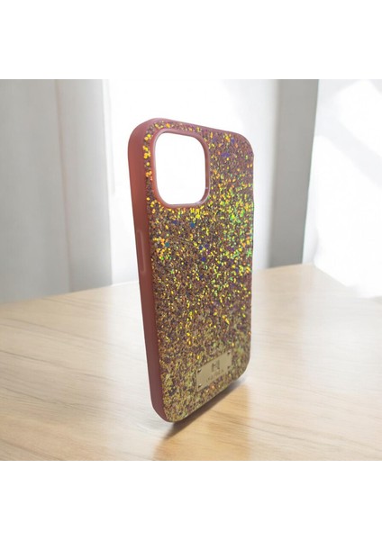 iPhone 13/14 Parlak Lüx Simli Iç Kısmı Kadife Kumaşlı Telefon Kılıfı