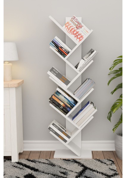 Voya Raflı Kitaplık Kütüphane Hareketli Raflı Dekoratif Kitaplık-Beyaz fiyatları