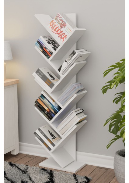 Voya Raflı Kitaplık Kütüphane Hareketli Raflı Dekoratif Kitaplık-Beyaz modelleri