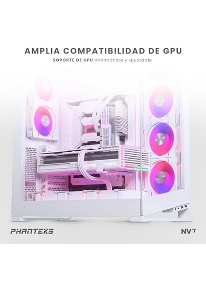 (PH-NV723TG_DMW01) Nv7 Vitrin Tam Kule Şasi, Yüksek Hava Akımı Performansı, Entegre D/a-Rgb Aydınlatma, Dikişsiz Temperli Cam Tasarımı, 12 Fan Konumu, Mat Beyaz modelleri