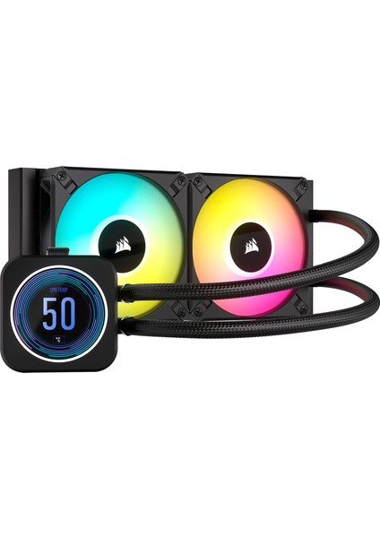 Icue H100I Elite LCD Xt Sıvı Cpu Soğutucu - IPS LCD Ekran - Çift Fan AF120 Rgb Elıte - Radyatör 240 mm - Intel® Lga 1700, Amd Am5 ve Plus Için Uygundur - Siyah