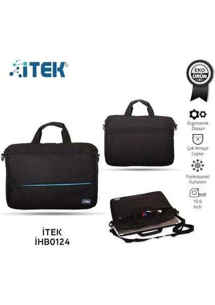 15.6 İHB0124 Laptop El Çantası Su Geçirmez Siyah -Mavi Aksılı fiyatları