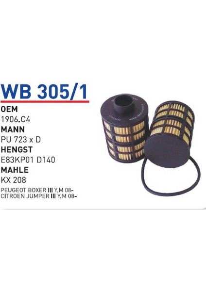Wb305/1 Oem 1906.C4 Fiat ducato jtd Otomobil yakıt filtre dizel fuel filter diesel