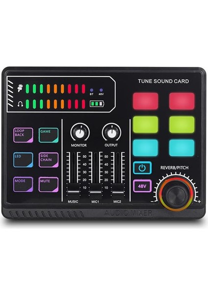 Ses Kartı Youtube Kick Podcast ve Yayıncı, Ses Kartı, Dj Mikser, Taşınabilir Podcast Prodüksiyon Stüdyosu, Canlı Yayın, Kayıt, Oyun Için Kondenser Ses Kartlı Mikrofon Mikseri P100