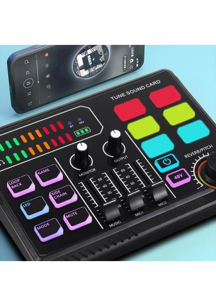 Ses Kartı Youtube Kick Podcast ve Yayıncı, Ses Kartı, Dj Mikser, Taşınabilir Podcast Prodüksiyon Stüdyosu, Canlı Yayın, Kayıt, Oyun Için Kondenser Ses Kartlı Mikrofon Mikseri P100 fiyatları