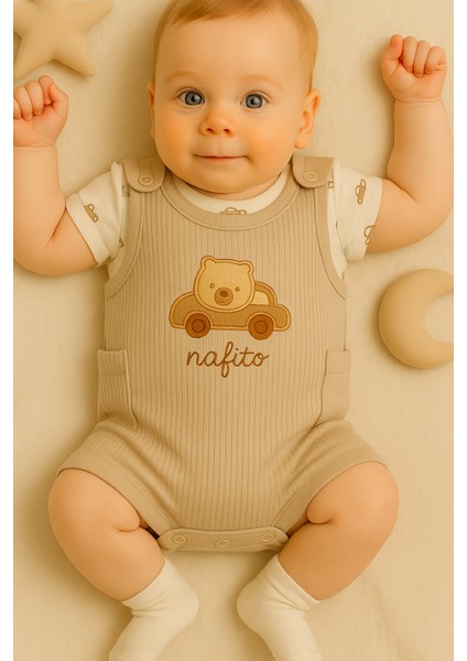 Yazlık Araba Nakışlı Erkek Bebek Tulum Seti - 3’lü Kıyafet Kombini (Tulum + Body + Çorap) | fiyatları