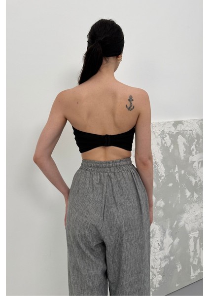 Kadın Crop Top Straplez Basic Sırtı Kopçalı Büstiyer